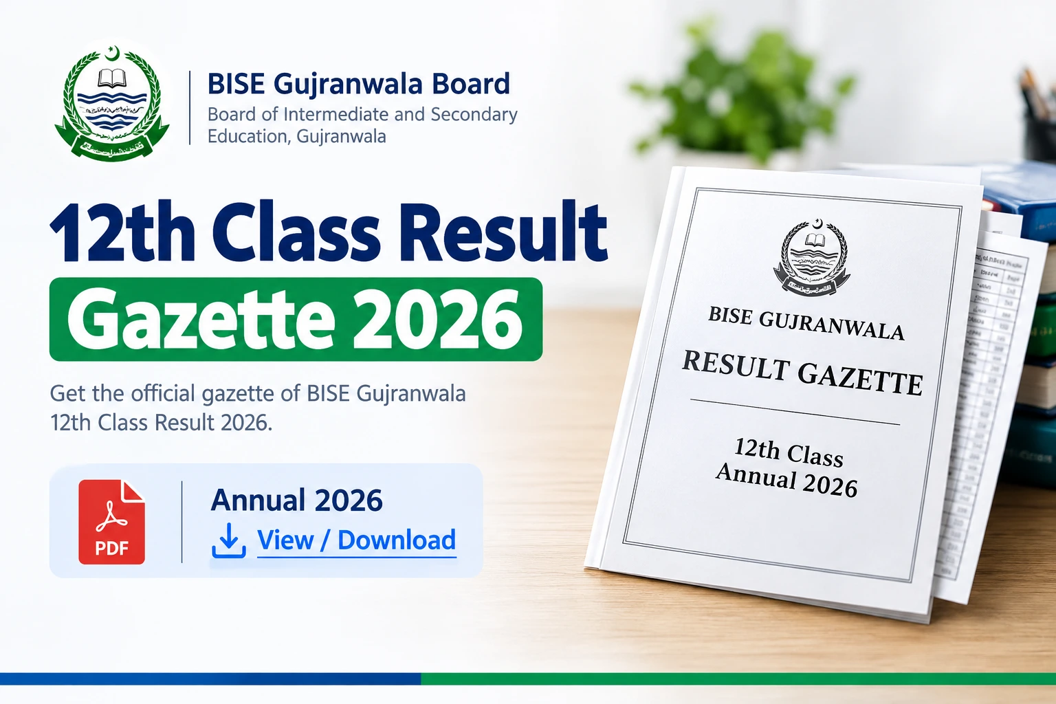 Classroom Rool BISE Gujranwala 12th Class Result 2026 Gazette – Check by Roll No